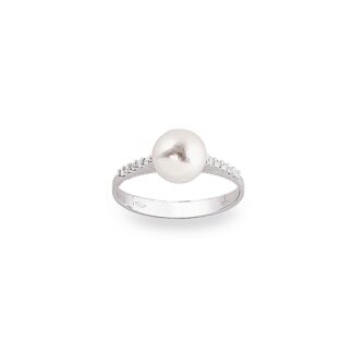 Anello Artlinea in Oro Bianco con Diamanti e Perla - Pearls - AD188-LB