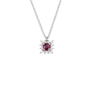 Collana Artlinea in Oro Bianco con Diamanti e Rubino - CD163/RU-LB