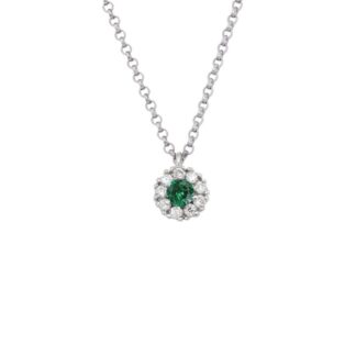 Collana Artlinea in Oro Bianco con Diamanti e Smeraldo - CD156/SM-LB