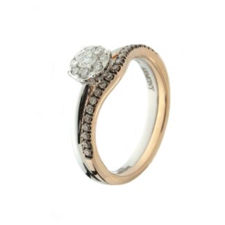 Anello Davite & Delucchi in Oro Bianco e Rosa con Diamanti - AA030603BRS