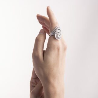 Anello da Donna in Oro Bianco con Spirale di Diamanti – ANW205BB