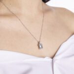 Ciondolo da Donna in Oro Bianco con Acquamarina e Diamanti - CI4579/A