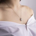 Ciondolo da Donna in Oro Bianco con Acquamarina e Diamanti - CI4579/A