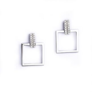 Orecchini Pendenti in Oro Bianco con Diamanti – BOW102B