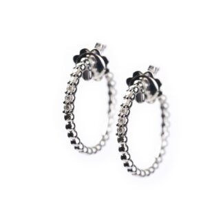 Orecchini Boccole in Oro Bianco con Diamanti – GO041-D