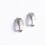 Orecchini Boccole in Oro Bianco con Diamanti e Acquamarina - KERD255A