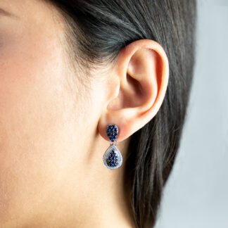 Orecchini da Donna in Oro Bianco con Diamanti e Zaffiri – ORC5/1