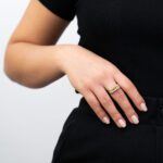 Anello in Oro Bianco con Diamanti e Quarzo Citrino - 0896