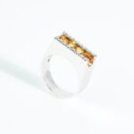 Anello in Oro Bianco con Diamanti e Quarzo Citrino - 0896