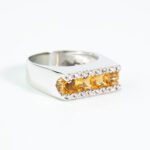 Anello in Oro Bianco con Diamanti e Quarzo Citrino - 0896