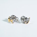 Orecchini a Lobo in Oro Bianco e Giallo con Diamanti - 172022