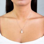 Collana con Pendente in Oro Bianco con Perla e Diamanti - 1557-G