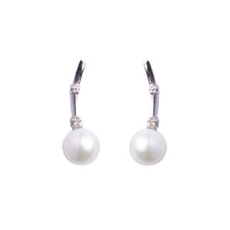 Orecchini da Donna in Oro Bianco con Perle e Diamanti - OR PAR PERLA 4