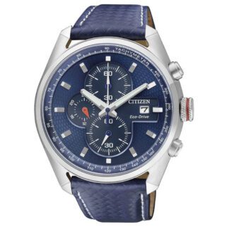 Orologio Cronografo Citizen da Uomo in Acciaio e Pelle Blu - Crono Street - CA0360-07L