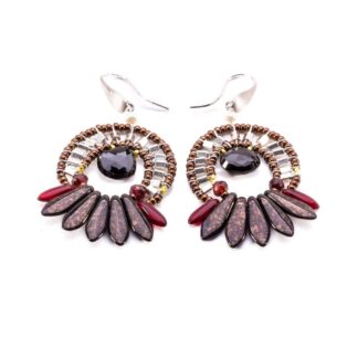 Orecchini Ziio in Argento e Vetro di Boemia con Pietre Semipreziose - EAR MISTINGUETT DARK