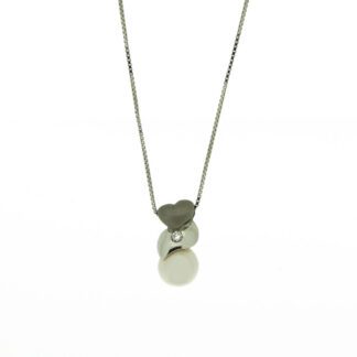 Collana Gival in Oro Bianco con Perla e Diamanti - 0374