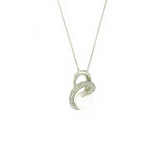 Collana Donna Maiorana in Oro Bianco Diamanti e Perla - 32107C