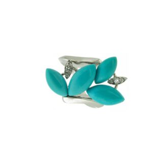 Anello Donna Rajola Cupido in Oro Bianco Diamanti e Turchese– 32AN47-3