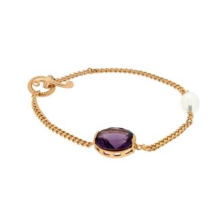 Bracciale Fibi da Donna in Bronzo Rosè  Perle e Cristallo Viola - BB008-R