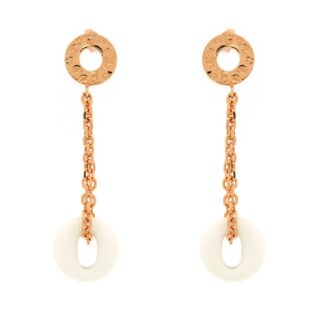 Orecchini Pendenti Fibi in Bronzo Rosèato e Cristallo - BO016-R