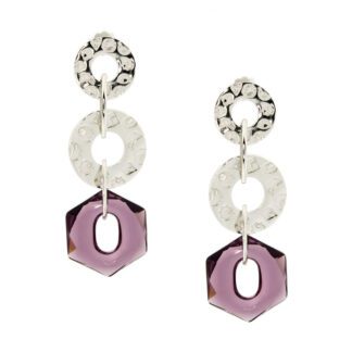 Orecchini Pendenti Fibi in Bronzo e Cristallo Viola - BO019-B