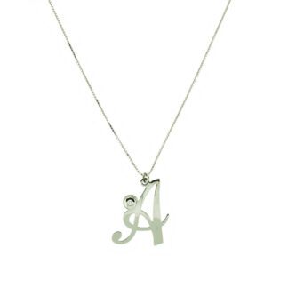 Collana Artlinea Oro Bianco Lettera Piccola Corsivo Diamante - CDA001/IN-LB