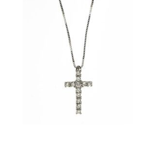 Collana Davite & Delucchi Croce in Oro Bianco e Diamante - CLN010357 OS