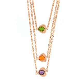 Collana Fibi da Donna in Bronzo Rosè  e Cristalli con Cuore - FC211-R