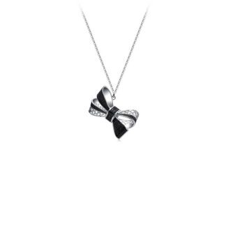 Collana Rosato in Argento con Fiocco e Zirconi Neri - IC37