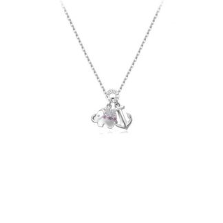 Collana Rosato in Argento e Zirconi con Elefante e Ancora - SOA03