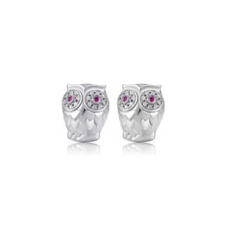 Orecchini Rosato in Argento con Gufo - SOA24