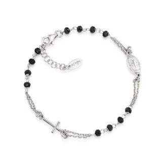 Bracciale Amen Rosario in Argento e Cristalli Neri - BROBN3
