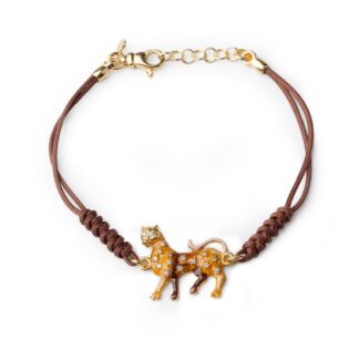 Bracciale Isola Bella Joharia Leopardo Argento Oro Smalto Zirconi Cotone -