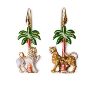 Orecchini Isola Bella Joharia Leone/Leopardo Argento Oro Smalto Zirconi - 20000213