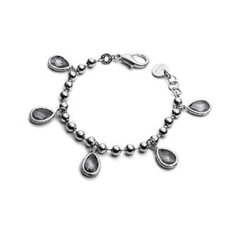 Bracciale Donna 4US - Charm Goccia - Ottone Cristalli Grigi - 4UBR1835W