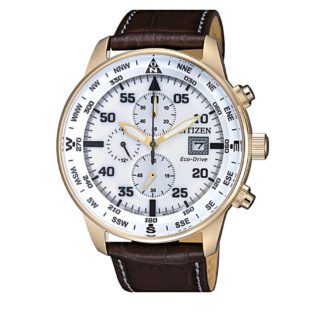 Orologio Citizen Cronografo in Acciaio e Pelle Eco Drive - Aviator - CA0693-12A