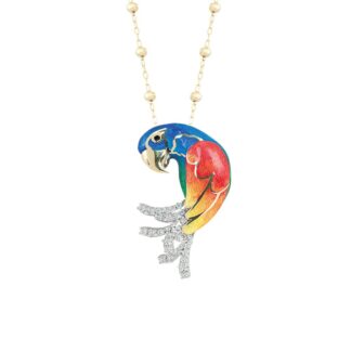 Collana Artlinea in Argento e Smalto con Zirconi | Pappagallo Grande - ZCL1147-MG
