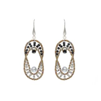 Orecchini Ziio Argento e Vetro di Murano con Pietre Semipreziose - EAR ELISSE GREY