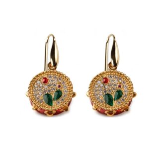 Orecchini Donna Isola Bella Tamburello Argento dorato Smalto Zirconi 20000156