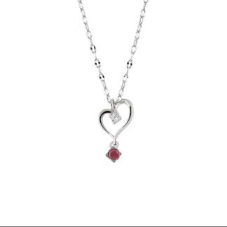 Collana Donna Artlinea Oro Bianco Cuore Diamante Rubino - Punti Luce - CD046-LB
