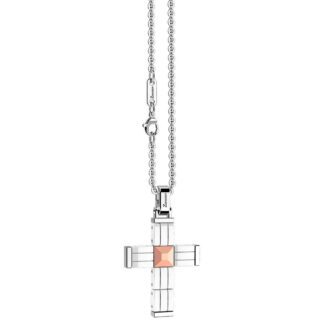 Collana Zancan in Acciaio e Ceramica Bianca con Croce - Hiteck - EHC122