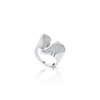 Anello Roberto Argento Zirconi Bianchi Ali - Angeli - GIA328