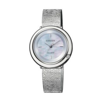 Orologio Citizen Acciaio Donna Solo Tempo Eco Drive Madreperla Diamante - Ambiluna - EM0640-82D