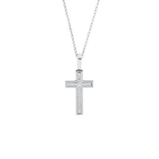 Collana Artlinea in Oro Bianco con Diamanti | Croce - CD290-LB