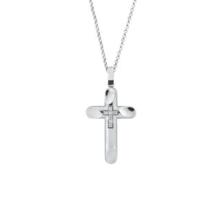Collana Artlinea in Oro Bianco con Diamanti | Croce - CD292-LB
