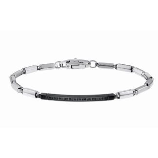 Bracciale Zancan Acciaio Opaco Spinelli Neri - Hiteck - EHB047