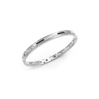 Bracciale Zancan Acciaio Lucido Satinato Spinelli Neri Hiteck - EHB091