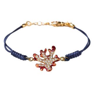 Bracciale Isola Bella Argento Tessuto Smalti Cristalli - Corallo - 20000873