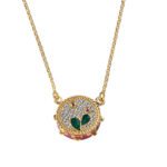 Collana Isola Bella Argento Dorato Smalti - Tamburello Cristalli - 20000949