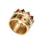 Anello Isola Bella Argento Dorato Smalto Cristalli - Corona - 20000955